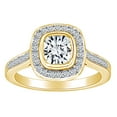 thumbnail image 1 of AFFY 1 1/2 Carat Cushion & Round Cut White Natural Diamond Halo Engagement Ring In 14k Solid Yellow Gold (1.50 Cttw) Ring Size-6, 1 of 1