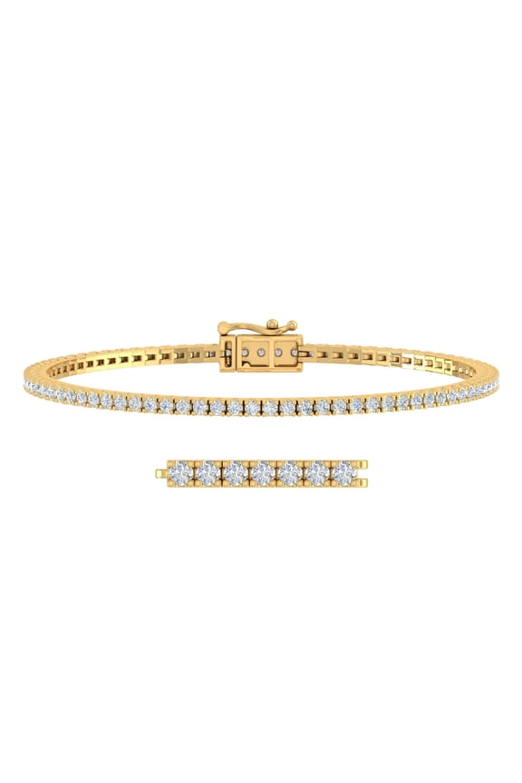 1 1/2 Carat Diamond Bracelet Tennis in 10K Yellow Gold (7 Inch)