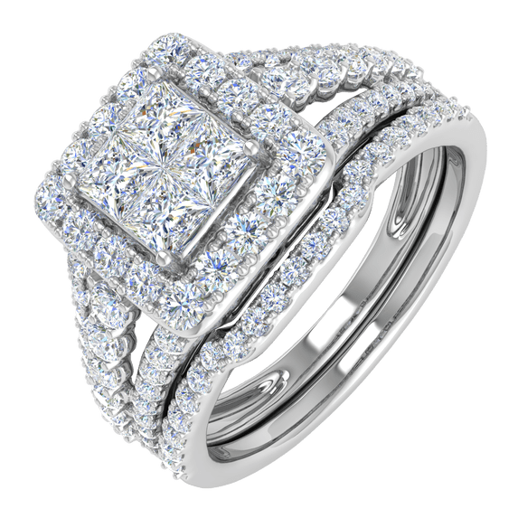 1 1/2 Carat Diamond Engagement Ring Band in 14K White Gold (Ring Size 7.25)
