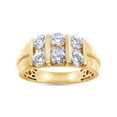 thumbnail image 1 of 1 1/2 Carat Round Cut Lab Created Moissanite Diamond Channel Set Men's Three Row Anniversary Band Ring In 14K Yellow Gold Over Sterling Silver Jewelry Gift For Men (VVS1 Clarity, 1.50 Cttw)-9.5, 1 of 6