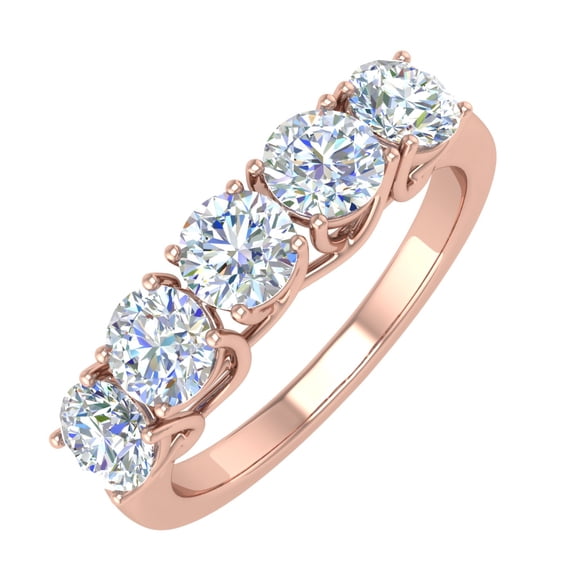 1 1/2 Carat Round Diamond Wedding Band Ring in 14K Rose Gold (Ring Size 5.75)