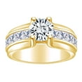thumbnail image 1 of AFFY 1 1/2 Carat Round & Princess Cut White Natural Diamond Engagement Ring In 14k Solid Yellow Gold (1.50 Cttw) Ring Size-10, 1 of 1