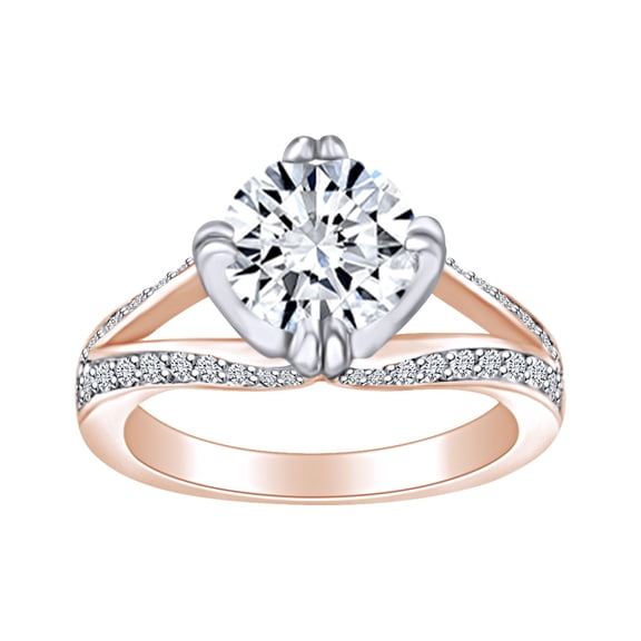 AFFY 1 1/2 Carat Round Shape White Natural Diamond Solitaire Engagement Ring In 14k Solid Rose Gold (1.50 Cttw) Ring Size-8.5