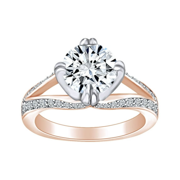 AFFY 1 1/2 Carat Round Shape White Natural Diamond Solitaire Engagement Ring In 14k Solid Rose Gold (1.50 Cttw) Ring Size-9.5