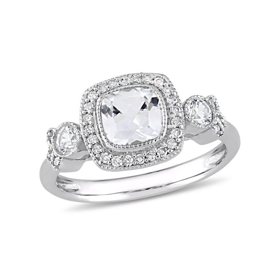 Everly Women's Created Sapphire and Diamond 10K White Gold Engagement Ring