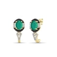 thumbnail image 1 of 1 1/2 Carat T.G.W. Emerald And Black & White Diamond Accent 14k Gold Over Silver Hoop Earrings, 1 of 3