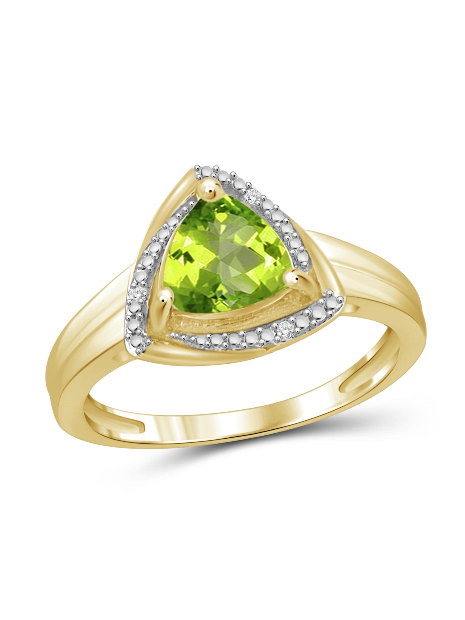 1 1/2 Carat T.G.W. Peridot And White Diamond Accent 14k Gold Over Silver Ring