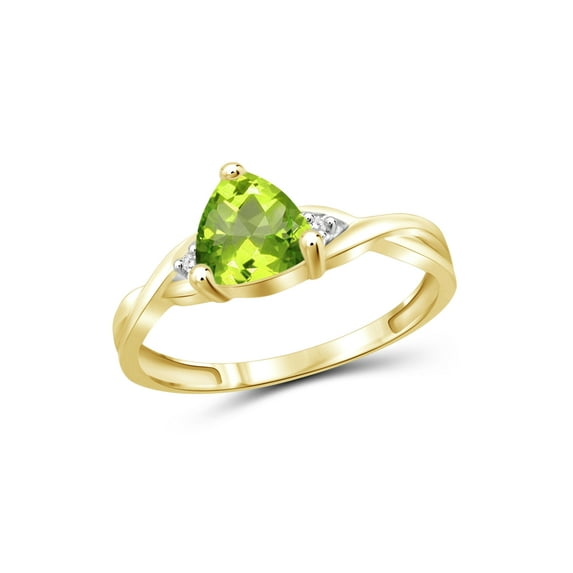 1 1/2 Carat T.G.W. Peridot And White Diamond Accent 14k Gold Over Silver Ring