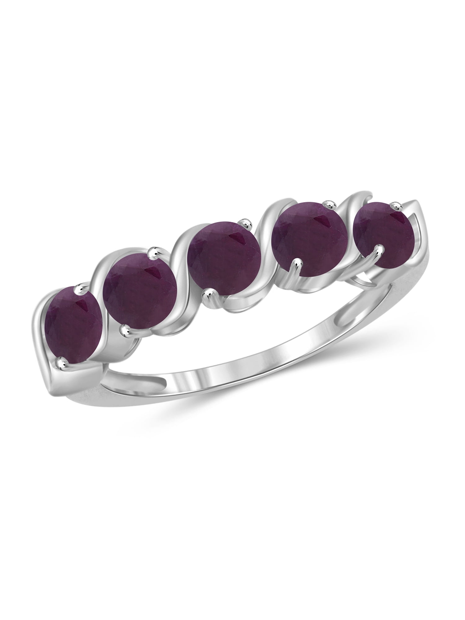 1.65 Carat T.G.W. Ruby Gemstone Sterling Silver Band Ring 