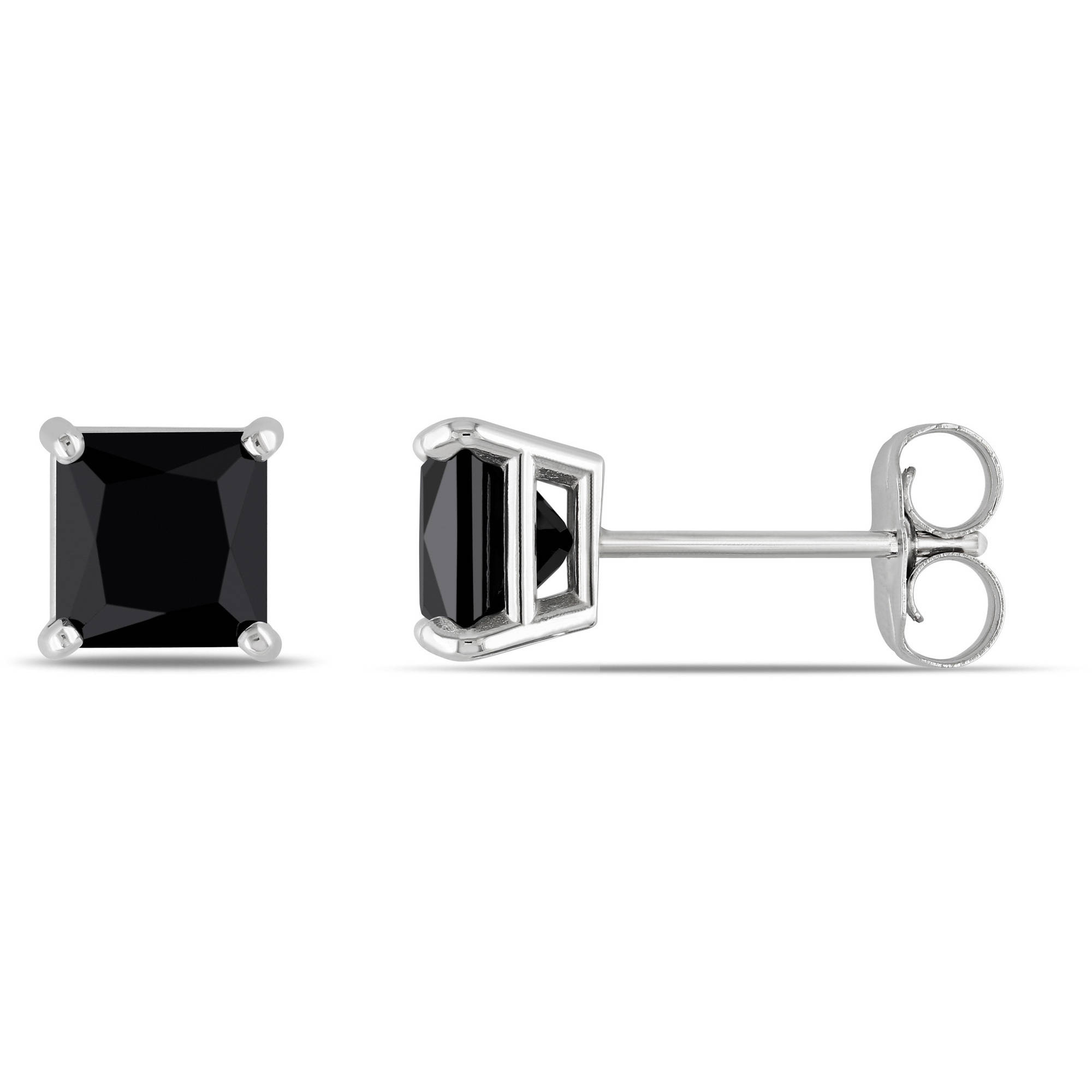 11/2 Carat T.W. Black Diamond 14kt White Gold Stud Earrings