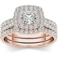 thumbnail image 1 of 1-1/2 Carat T.W. Diamond 10kt Rose Gold Double Halo Engagement Ring Set, 1 of 5