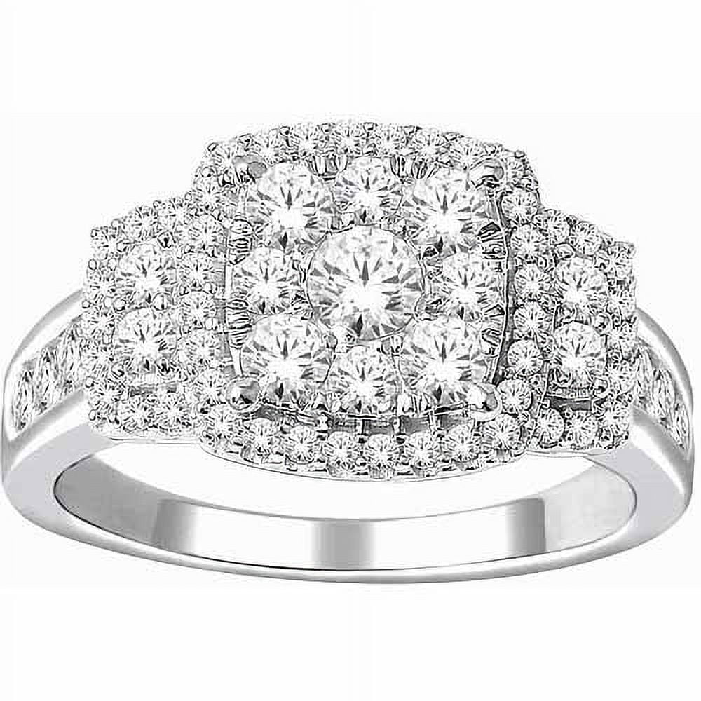 1-1/2 Carat T.W. Diamond 10kt White Gold Cushion-Shape Single Halo Engagement Ring