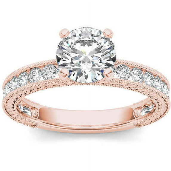 1-1/2 Carat T.W. Diamond Classic Vintage 14kt Rose Gold Engagement Ring