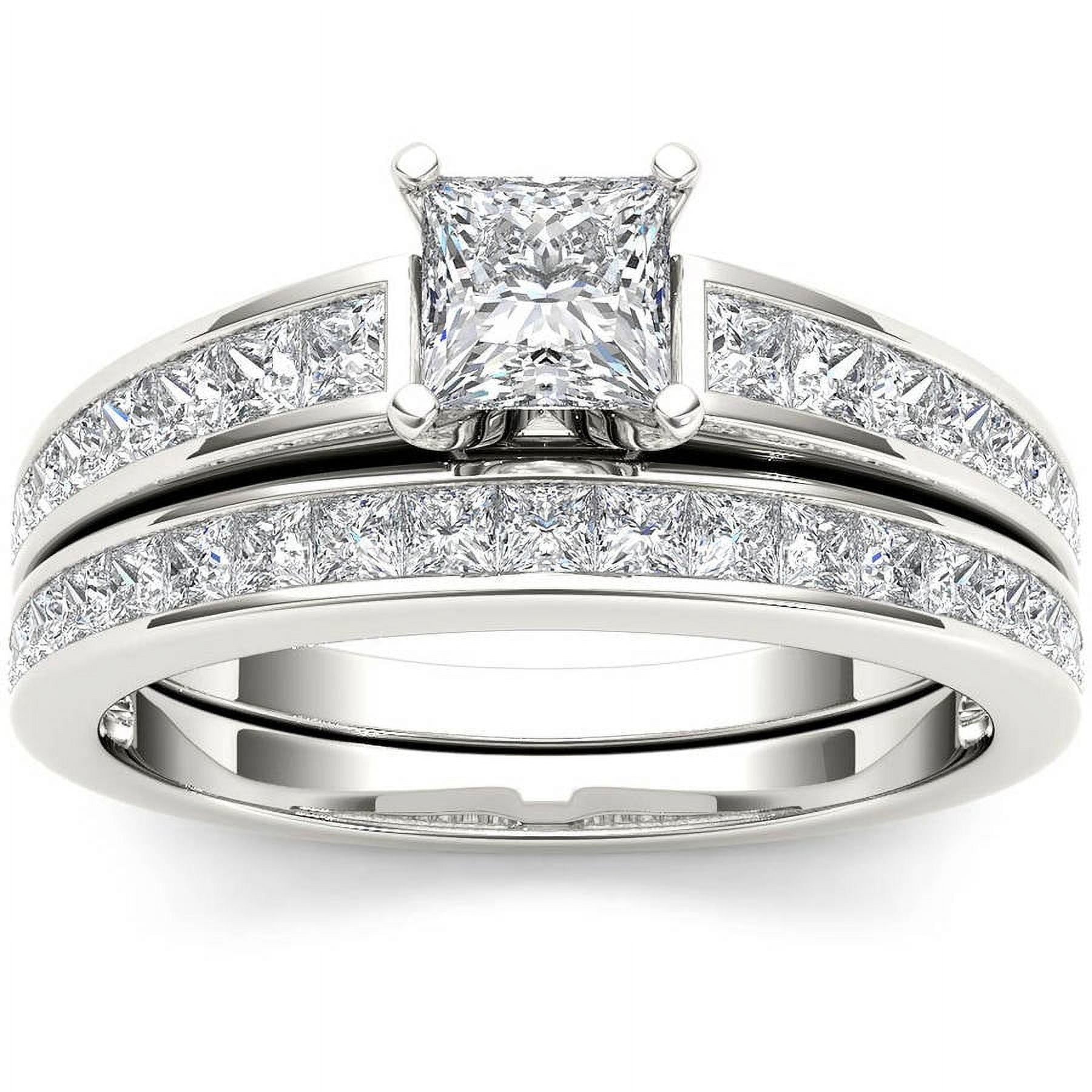 1-1/2 Carat T.W. Diamond Princess-Cut Classic 14kt White Gold Engagement Ring Set