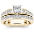 thumbnail image 1 of 1-1/2 Carat T.W. Diamond Princess-Cut Classic 14kt Yellow Gold Engagement Ring Set, 1 of 1