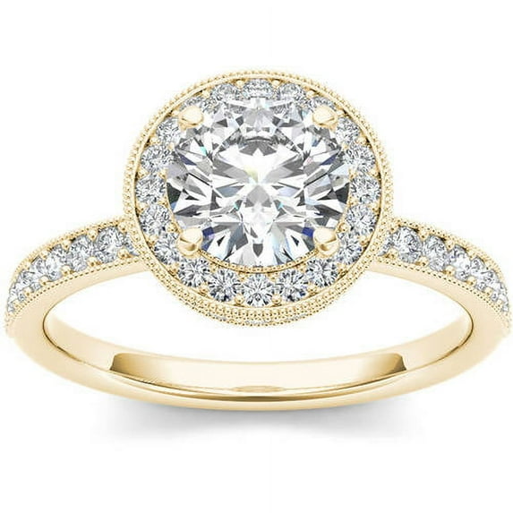 1-1/2 Carat T.W. Diamond Single Halo 14kt Yellow Gold Engagement Ring