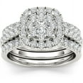 thumbnail image 1 of 1-1/2 Carat T.W. Diamond Single Halo Cluster Two-Band 14kt White Gold Engagement Ring Set, 1 of 5