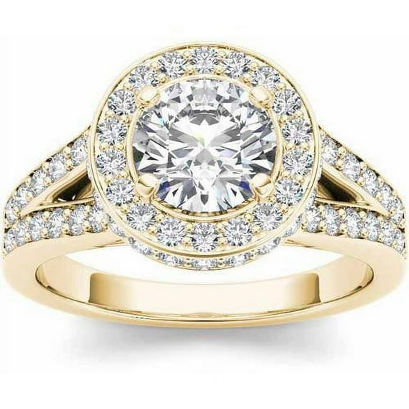1-1/2 Carat T.W. Diamond Split Shank Single Halo Engagement Ring in 14kt Yellow Gold