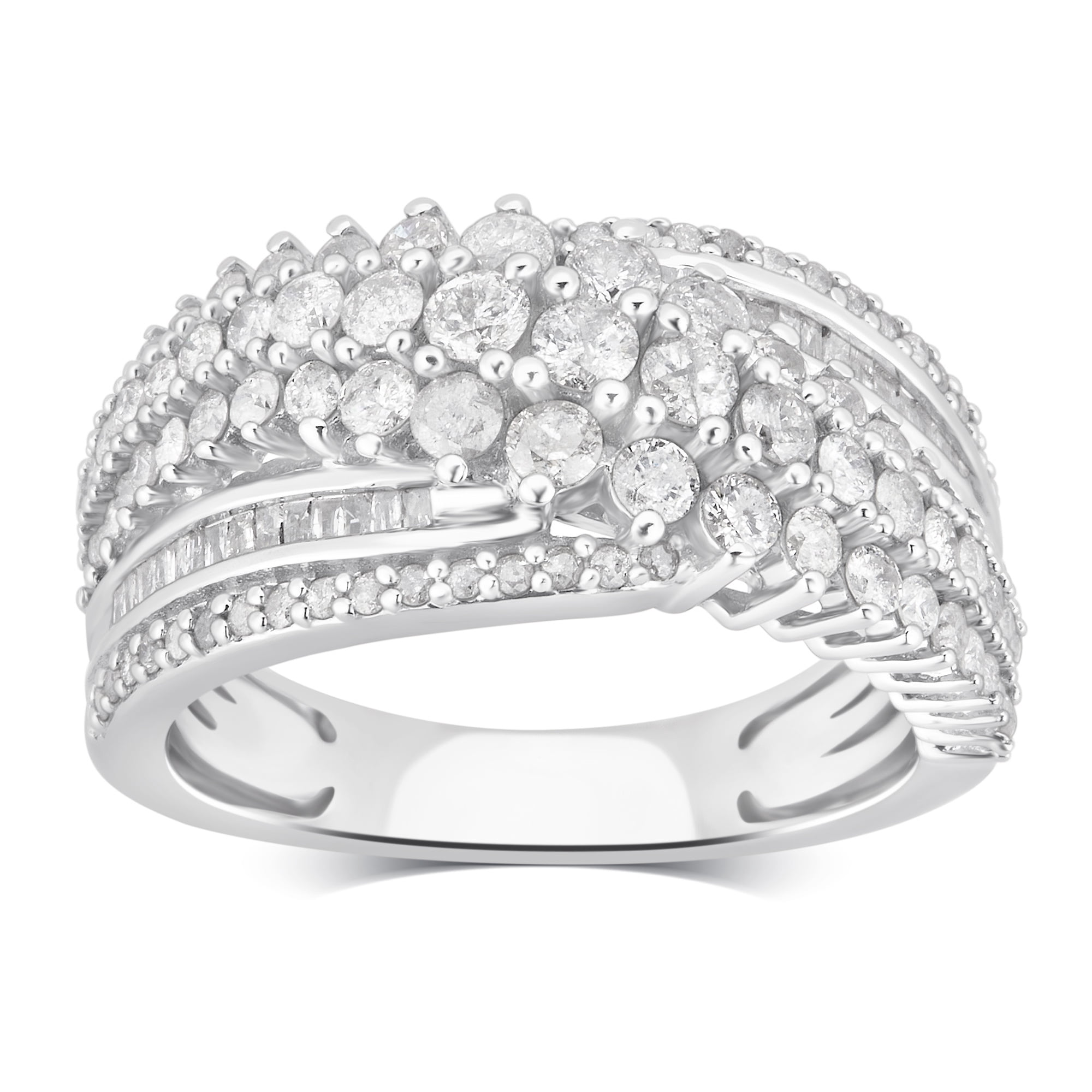 1 1/2 Carat T.W Diamond Sterling Silver Anniversary Ring. (I-J/I2-I3)
