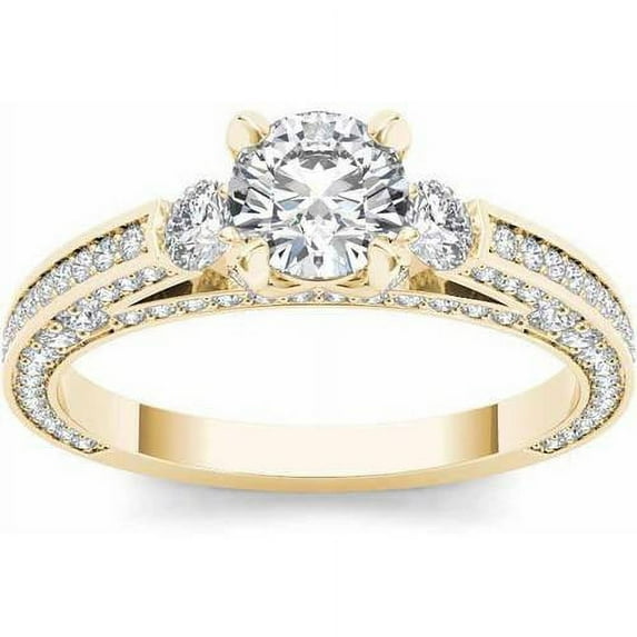 1-1/2 Carat T.W. Diamond Three-Stone 14kt Yellow Gold Engagement Ring