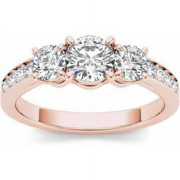 1-1/2 Carat T.W. Diamond Three-Stone Engagement Ring in 14kt Rose Gold