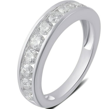 1 1/2 Carat T.W Round Diamond 10K White Gold Diamond Wedding Band