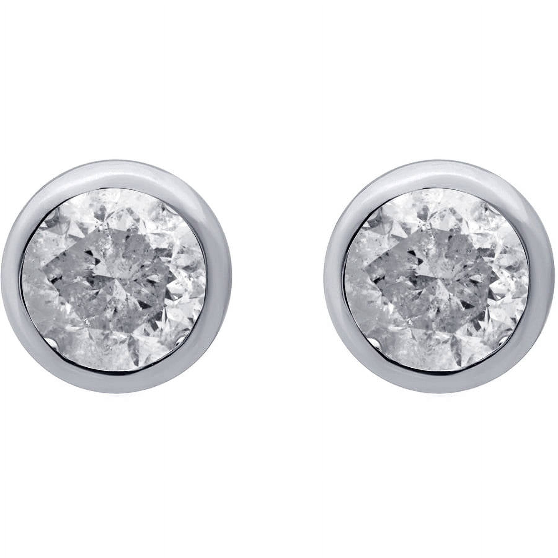 1-1/2 Carat T.W. Round Diamond 14kt White Gold Bezel Stud Earrings, IGL Certified, Comes in a Box