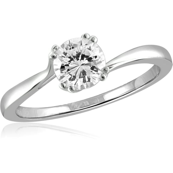 Diamonice 1 1/2 Carat T.W. White Cubic Zirconia (AAA) Sterling Silver Solitaire Ring