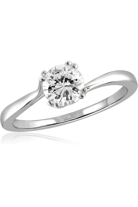 1 1/2 Carat T.W. White Cubic Zirconia (AAA) Sterling Silver Solitaire Ring