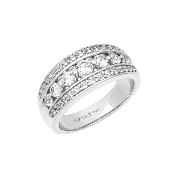1 1/2 Carat TGW Created White Sapphire Women's "Opulent Gem" Anniversary Band in Sterling Silver
