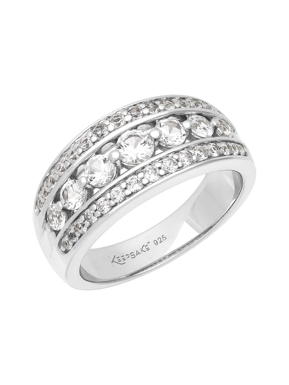 1 1/2 Carat TGW Created White Sapphire Women's "Opulent Gem" Anniversary Band in Sterling Silver