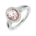 thumbnail image 1 of 1 1/2 Carat White Natural Diamond and Oval Shaped Morganite Color Stone Engagement Ring in 14K White Gold (Ring Size 10.75) (SI1-SI2 Clarity), 1 of 5