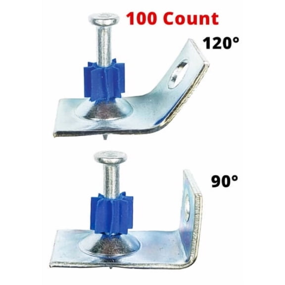 1-1/2" Ceiling Angle Clip Pins for Concrete Ceiling Hanging Overhead Suspended Drop Ceiling Grid Attach Ceiling Wires to Concrete Ceiling Clips,Powder Drive Pins w/ Angle Clip,90 Degree Angle,100/PKG