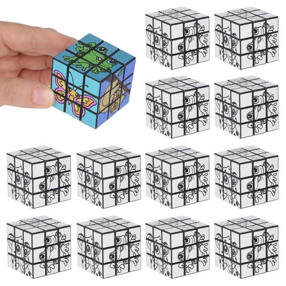 1 1/2" Color Your Own Mini Rainforest VBS Puzzle Cubes - 12 Pc.