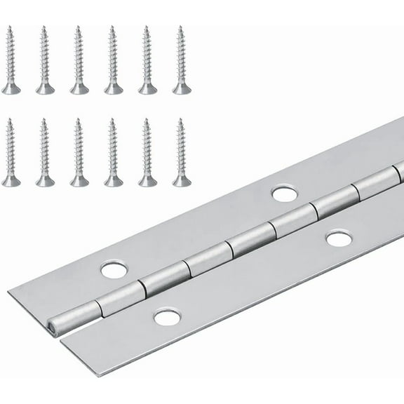 Randall Manufacturing 1 1/2" Continuous/Piano Hinge with Screws, Heavy Gauge, Nickel Plated, 6 ft