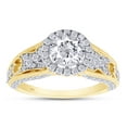 thumbnail image 1 of 1 1/2 Ct Round Cut Lab Created Moissanite Diamond Halo Cluster Engagement Ring In 14K Yellow Gold Plated Sterling Silver(G-H Color,VVS1 Clarity,1.50 Cttw)-6.5, 1 of 8
