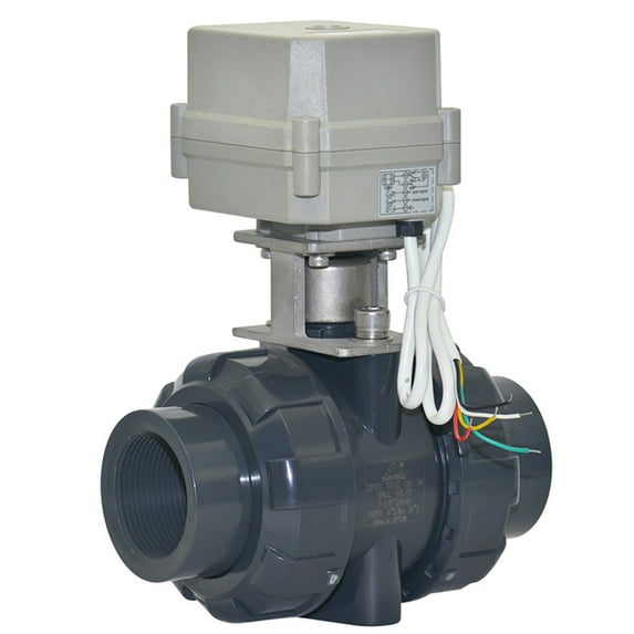 1 1/2" DN40 Five wires control Normally Open Electric Ball Valve,AC/DC9-24V PVC two-way Motorized Ball Valve