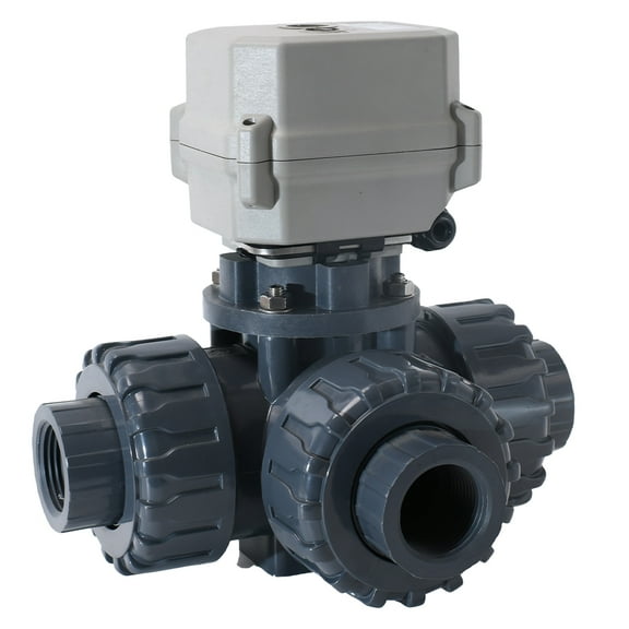 1 1/2" DN40 Two wires control Electric Ball Valve,AC24V 3-way PVC Motorized Ball Valve,With manual function