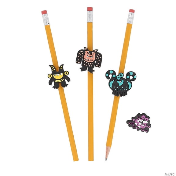 1 1/2" Doodle Monsters Rubber Pencil Charms - 24 Pieces