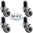 thumbnail image 1 of 1-1/2" Expanding Stem Casters With Brakes - Set of 4 - 3" Gray Polyurethane Wheel - Kitchen Prep Table and Work Table Casters - CasterHQ Brand, 1 of 3
