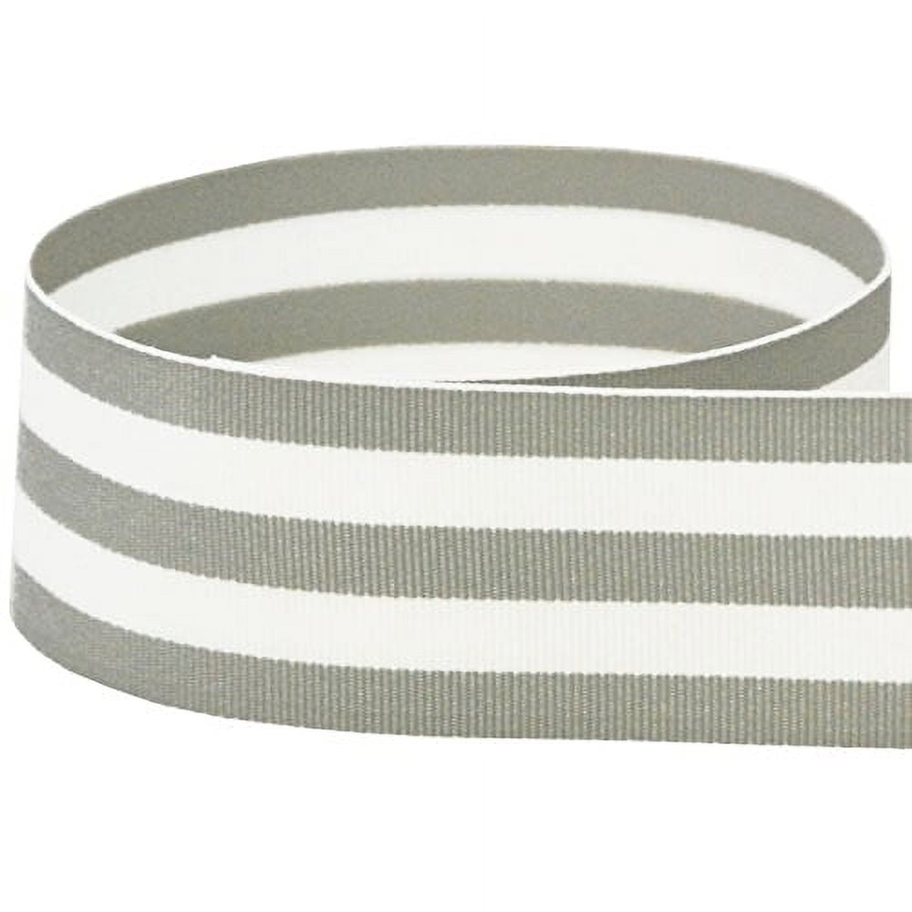 1-1/2" Gray & White Taffy Striped Grosgrain Ribbon - 50 Yards - USA Made