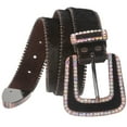thumbnail image 1 of 1 1/2" Hair Calf Rhinestone Ornaments Genuine Leather Belt, 1 of 2