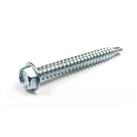 1 1/2” Hex Washer 1/4” Head #8 Self-Tapping Screw Zinc Plated - 50PK