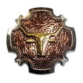 thumbnail image 1 of 1 1/2" Hilason Western Horse Concho 3-Tone Finish Steer Head Brown, 1 of 1