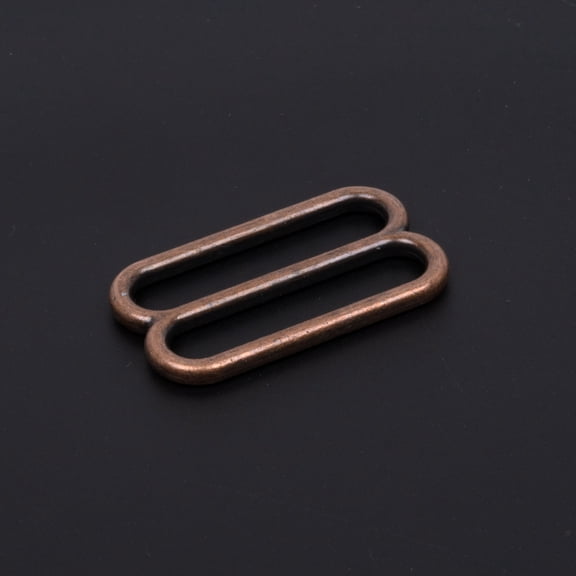 1 1/2 Inch Antique Copper Metal Round Wide-Mouth Triglide Slides, 25 Pack
