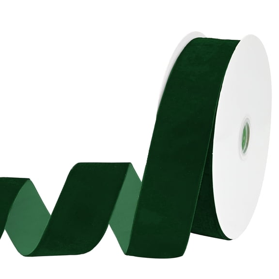 LoomJoyz 1-1/2 Inch Forest Green Velvet Ribbon - 20 Yards Single Face Thin Ribbon for Gift Wrapping, Wedding Decor & DIY Hair Bows