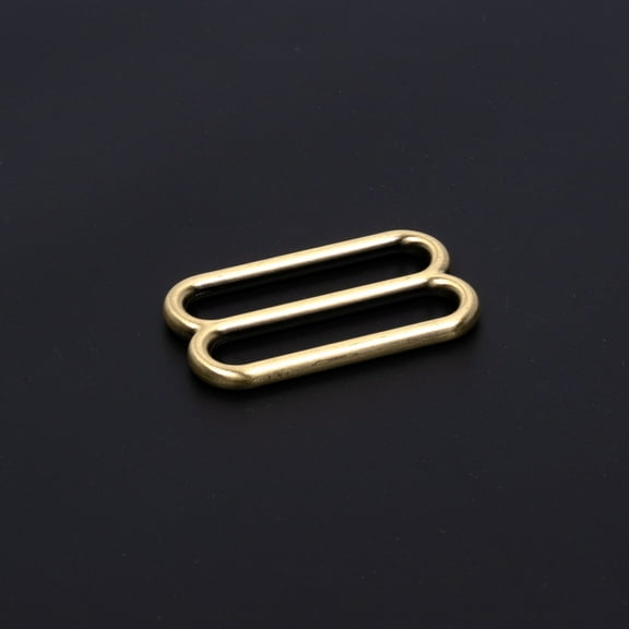 1 1/2 Inch Brushed Brass Metal Round Wide-Mouth Triglide Slides, 10 Pack