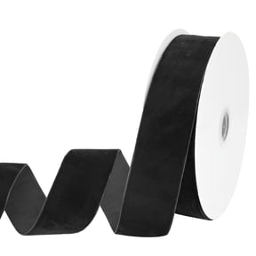 LoomJoyz 1-1/2 Inch Black Velvet Ribbon - 20 Yards Single Face Thin Ribbon for Gift Wrapping, Wedding Decor & DIY Hair Bows