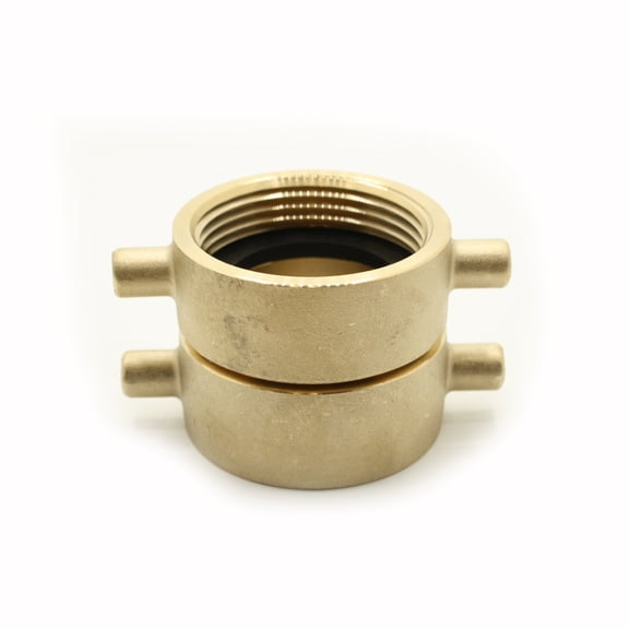 Thrifco 8612012 1-1/2 Inch Female NPSH X 1-1/2 Inch Female NPSH Brass Double Swivel Fire Hose / Hydrant Adapter with Pin Lug