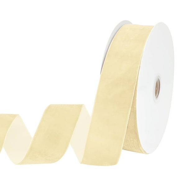 LoomJoyz 1-1/2 Inch Ivory Velvet Ribbon - 20 Yards Single Face Thin Ribbon for Gift Wrapping, Wedding Decor & DIY Hair Bows